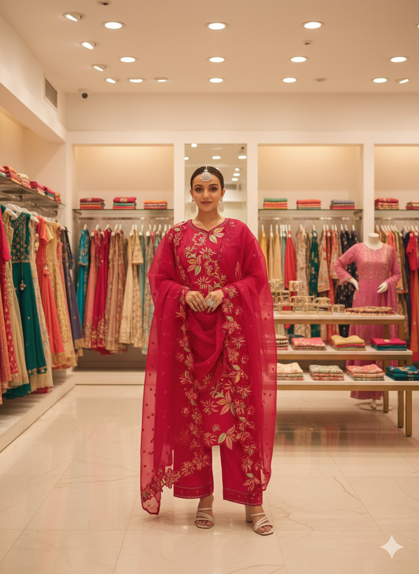 Women Kurti Pant Duppata Set